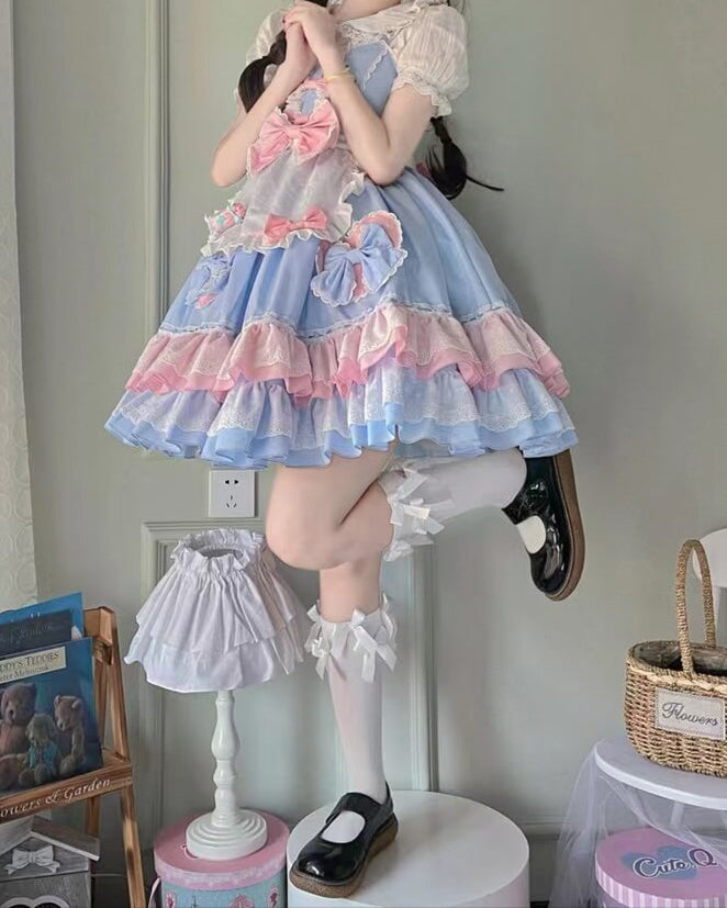 お菓子の国のうさぎと踊るジャンパースカート