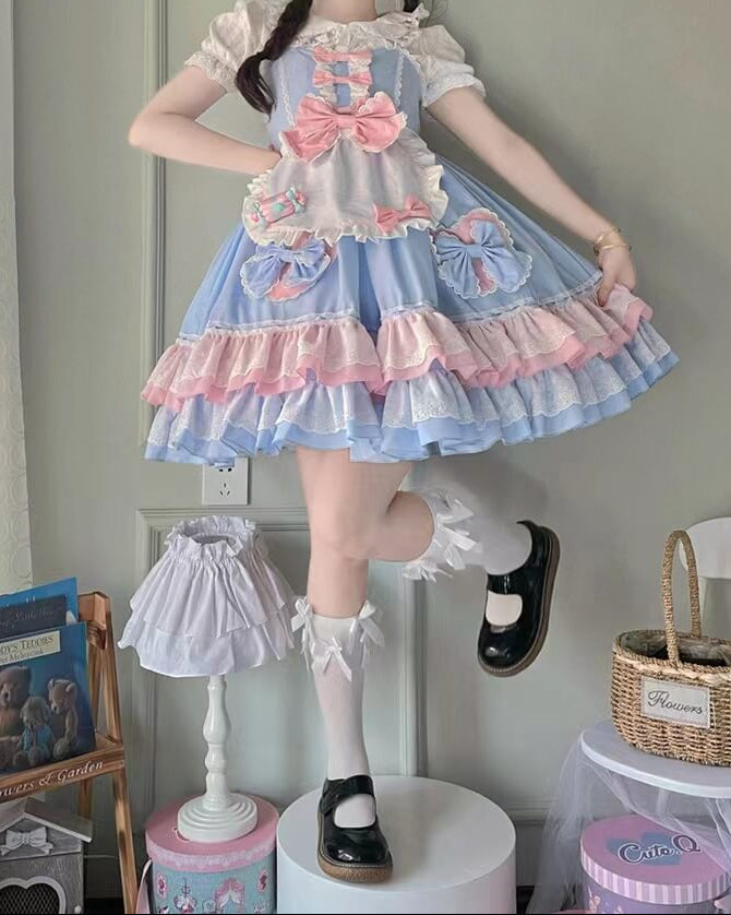 お菓子の国のうさぎと踊るジャンパースカート