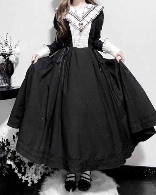 【2点セット】秘密の花園へ誘う漆黒のワンピース