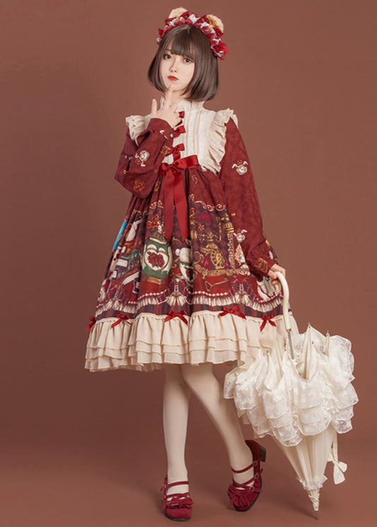 午後の秘密を紡ぐアンティークワンピース(全3色)