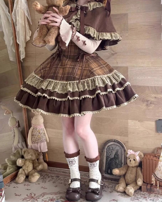 【ケープ・トップス・ジャンパースカートの3点セット】木漏れ日揺れる午後のティータイムセット