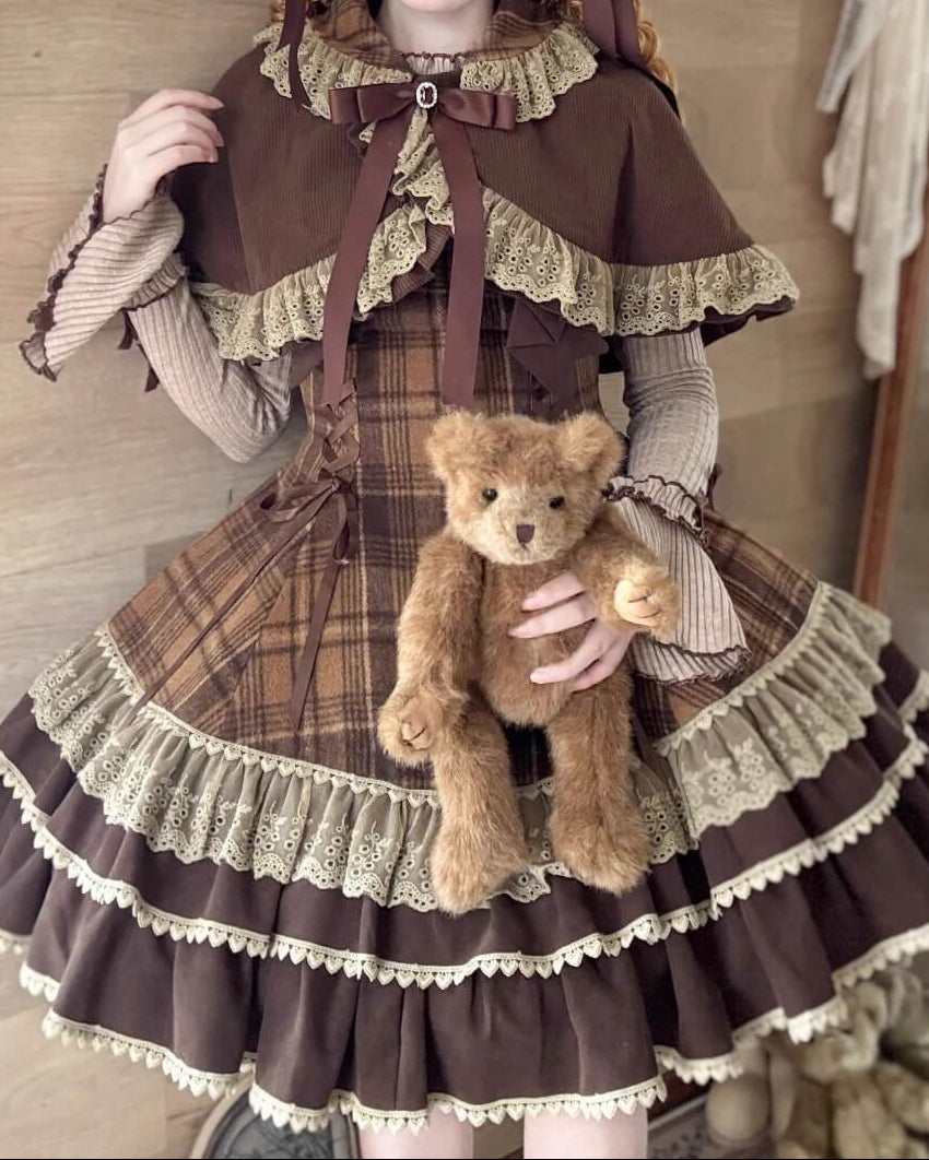 【ケープ・トップス・ジャンパースカートの3点セット】木漏れ日揺れる午後のティータイムセット