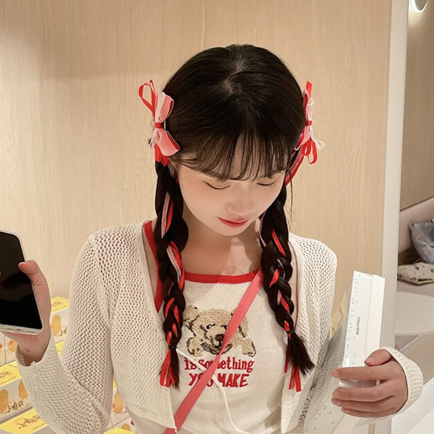 【2点セット】ラブリートゥインクルヘアリボン(全2色)