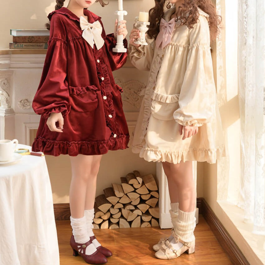 心躍るリボンのコートワンピース(全2色)