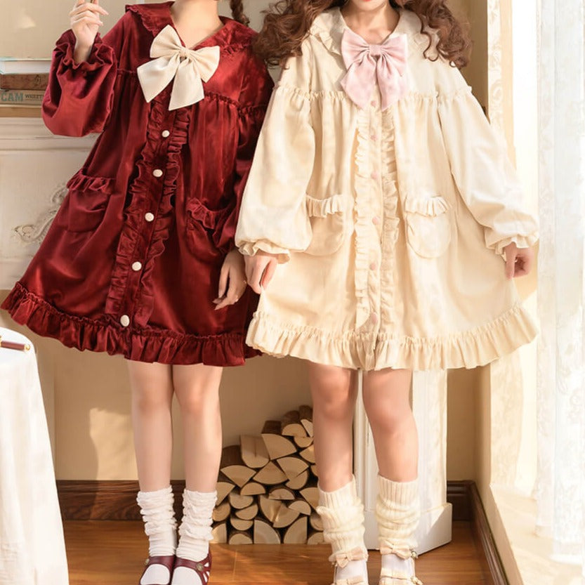 心躍るリボンのコートワンピース(全2色)