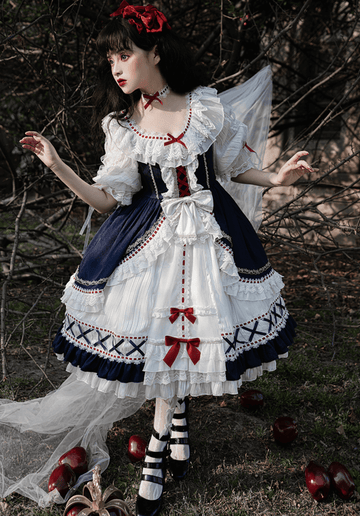 公式】赤いリボンに導かれる白雪のワンピース - ロリータファッション