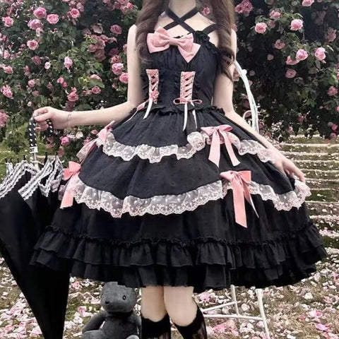公式】黒薔薇と苺ミルクの舞踏会ジャンパースカート（全2色