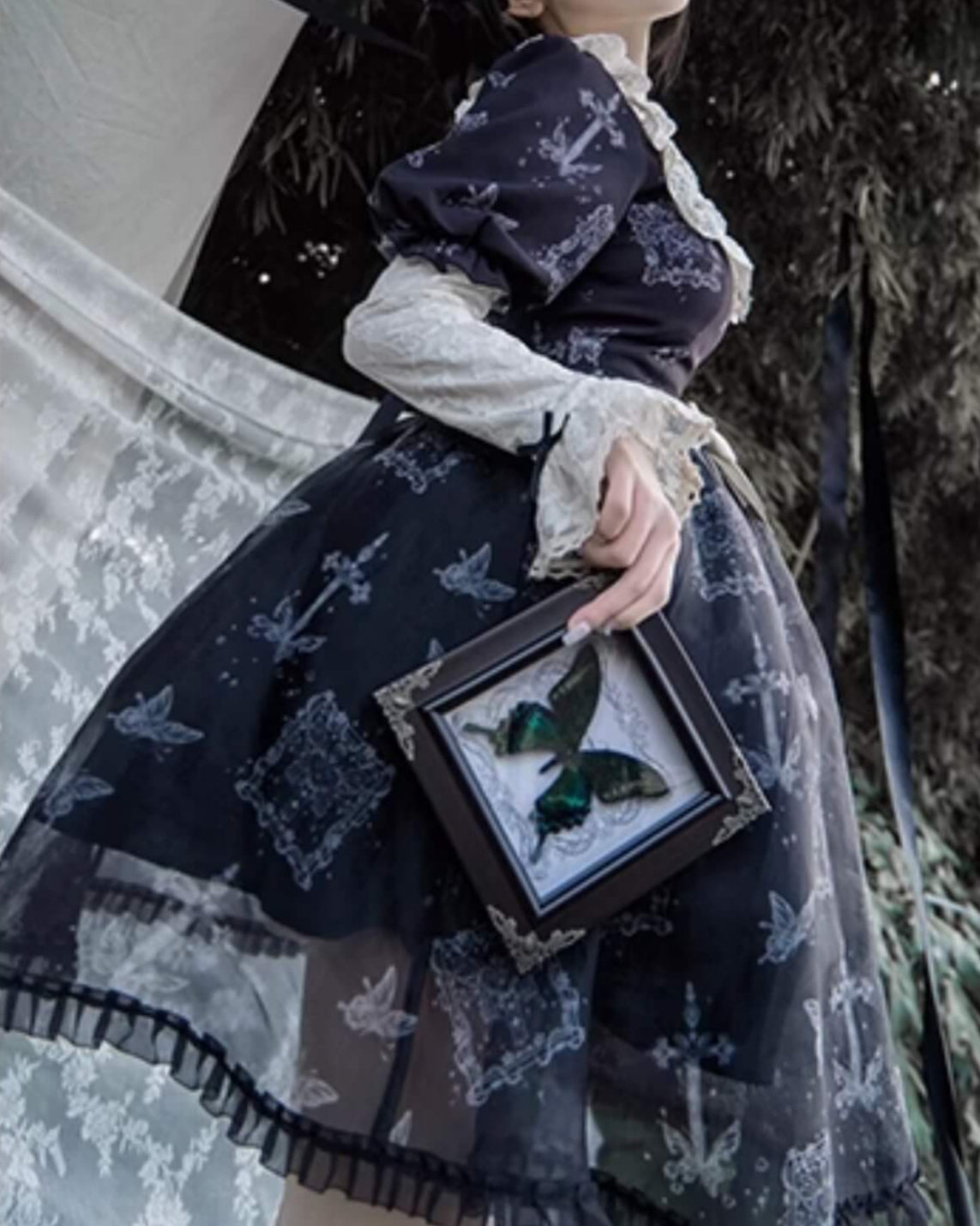 公式】【3点セット】闇夜に光る蝶々ワンピース - ロリータファッション