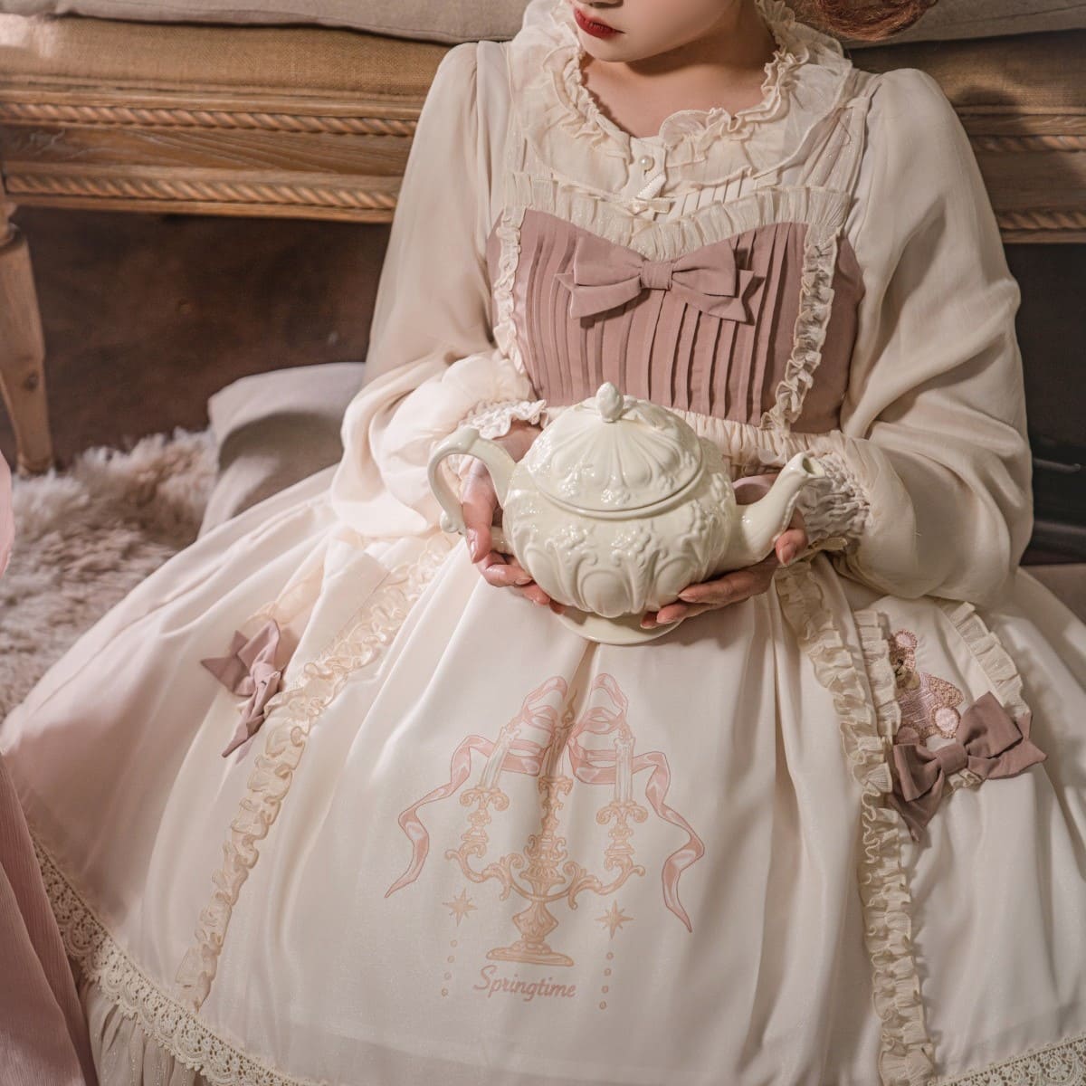 公式】ヴィンテージピンクなメルヘンジャンパースカート