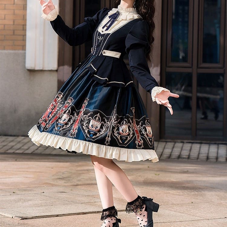 【美品】ロリータワンピース サーカス少女風 中古 ロリータワンピース サーカス少女風 フルセット 【半糖猫丸