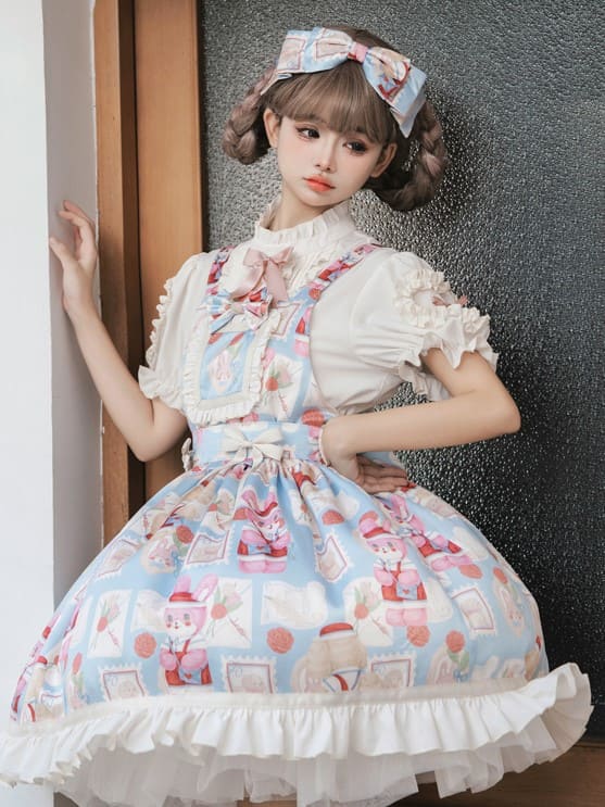 スイーツ柄ロリータジャンパースカート♡女子会やお茶会にぴったり スイーツ柄ロリータジャンパースカート?女子会やお茶会に