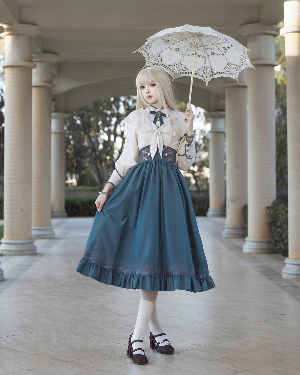 王宮図書館リボンジャンパースカートセット 日本国内発送、1週間以内に