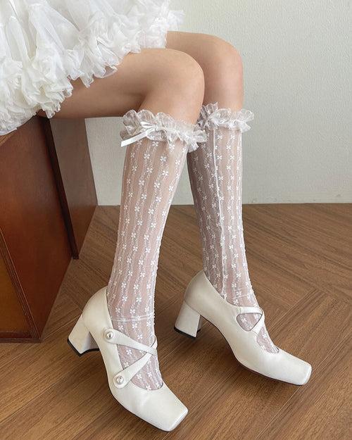 花影にとけるレースハイソックス（全3色）