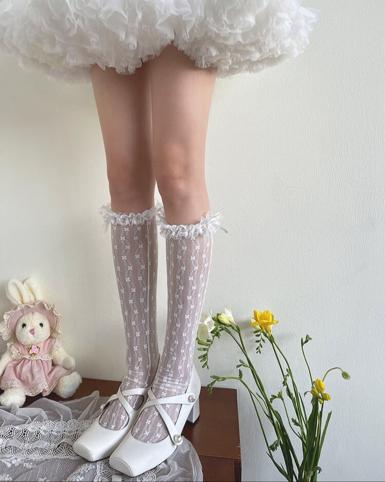 花影にとけるレースハイソックス（全3色）