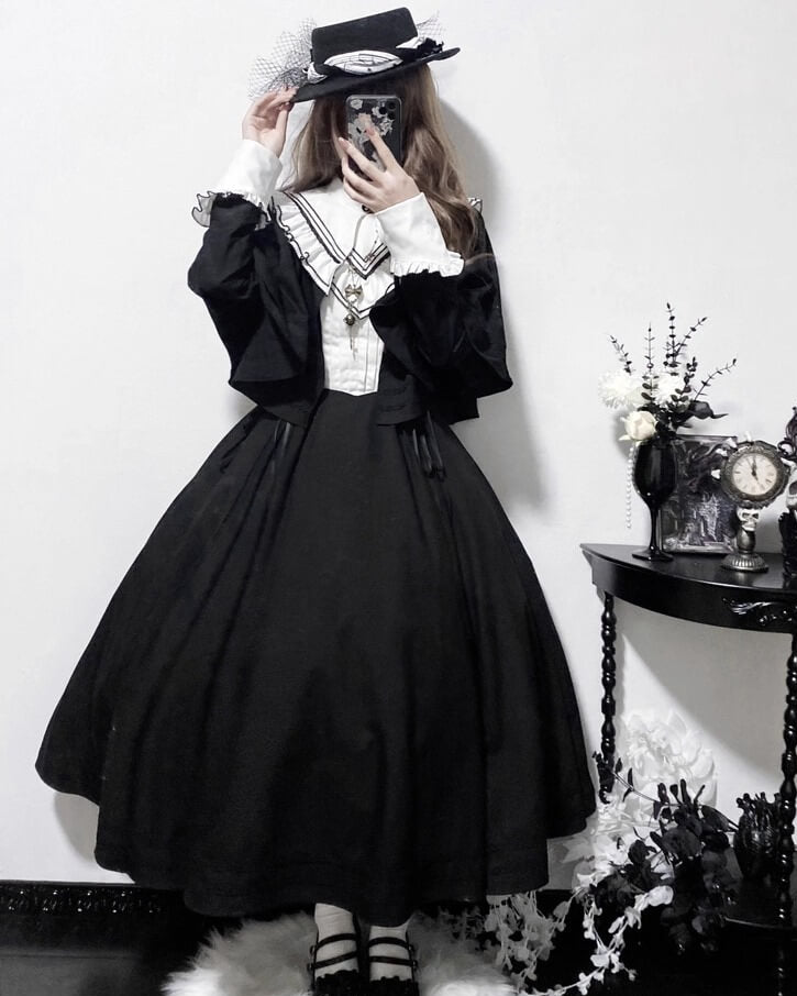 【2点セット】秘密の花園へ誘う漆黒のワンピース