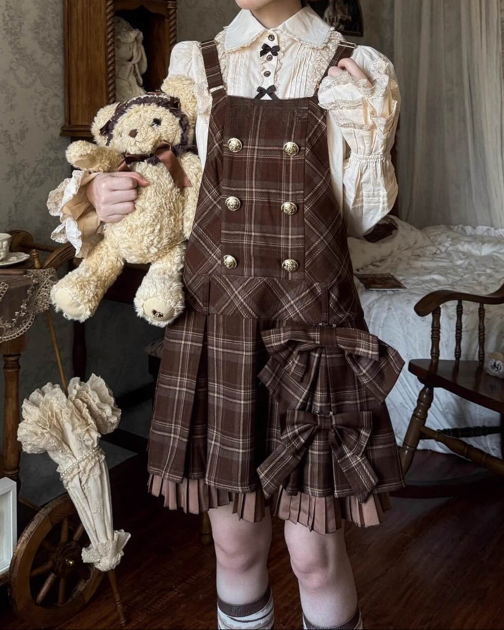 【2点セット】小さな恋の物語チェックジャンパースカート