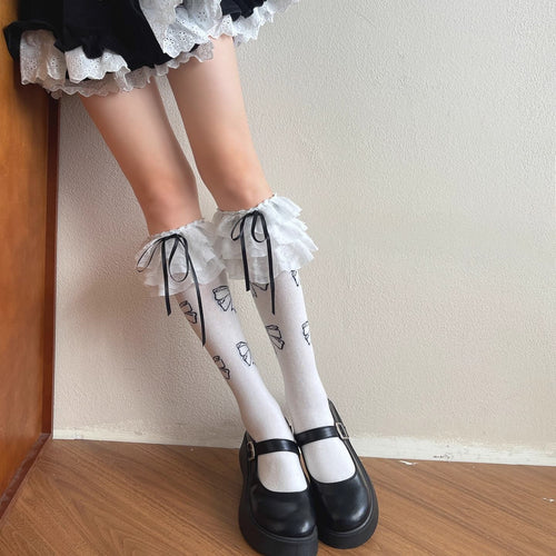 白昼夢に咲くティアラリボハインソックス（全2色）