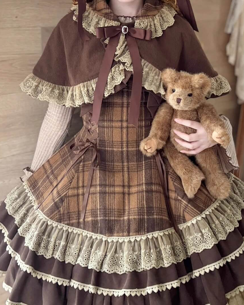 【ケープ・トップス・ジャンパースカートの3点セット】木漏れ日揺れる午後のティータイムセット