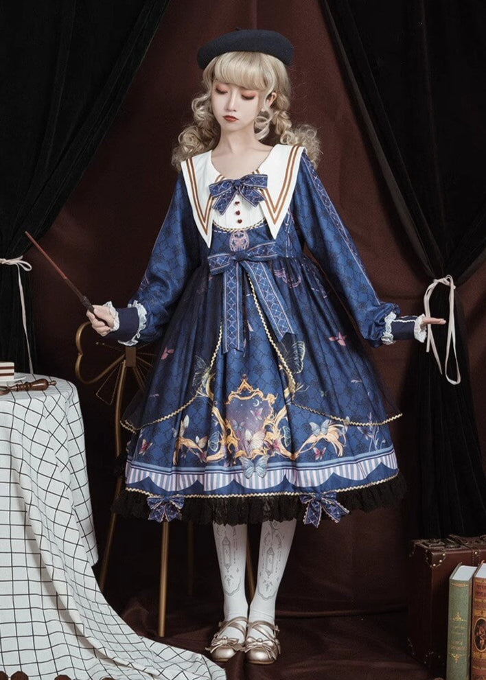 公式】夜空を映す幻想の蝶ワンピース（全2色） - ロリータファッション