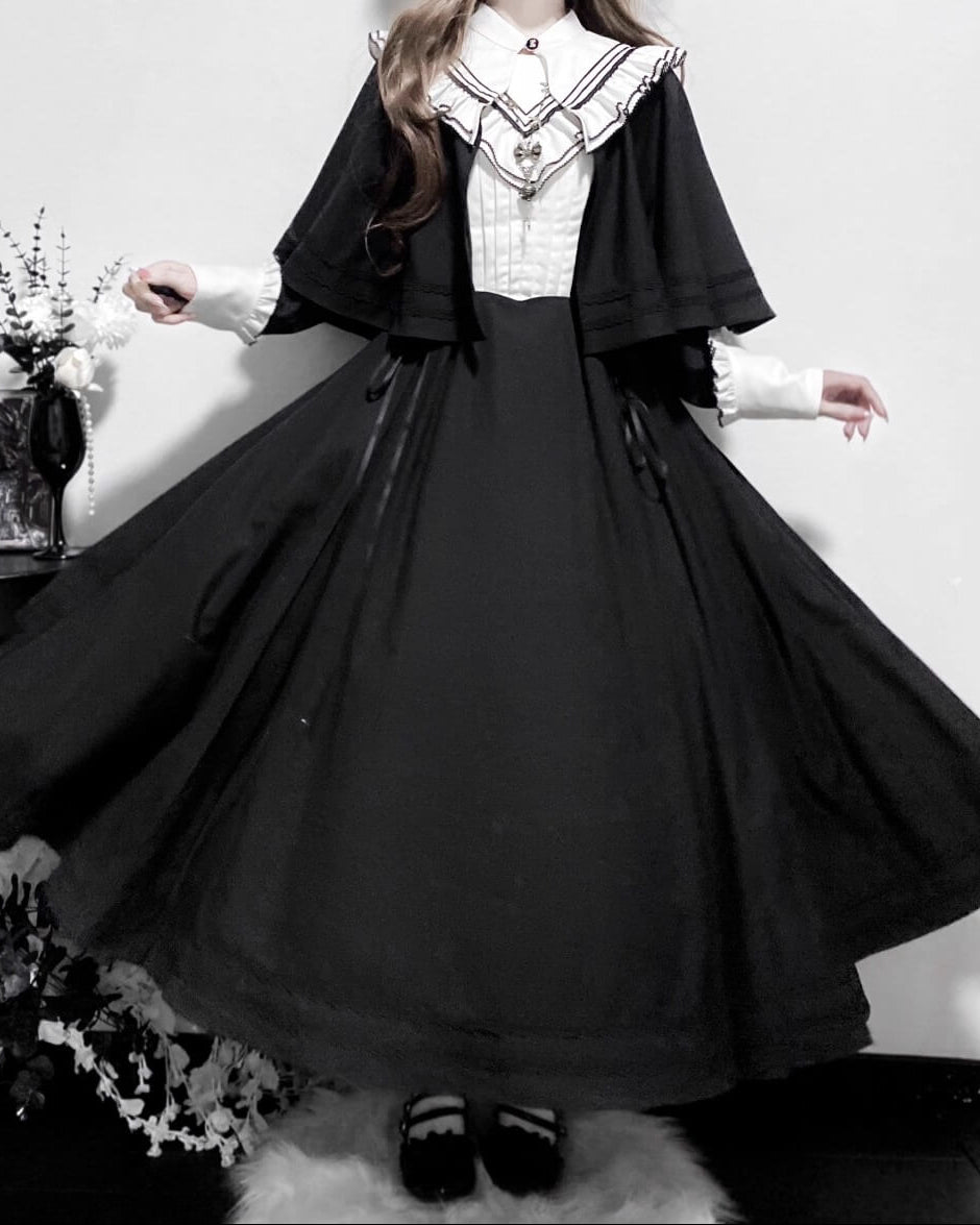 【2点セット】秘密の花園へ誘う漆黒のワンピース