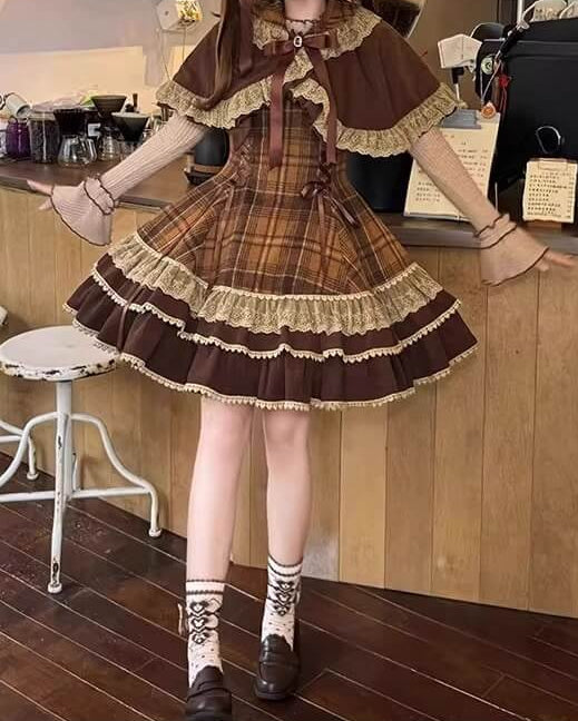 【ケープ・トップス・ジャンパースカートの3点セット】木漏れ日揺れる午後のティータイムセット