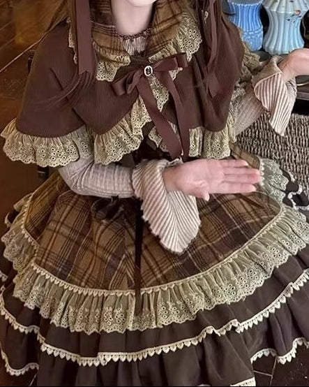 【ケープ・トップス・ジャンパースカートの3点セット】木漏れ日揺れる午後のティータイムセット