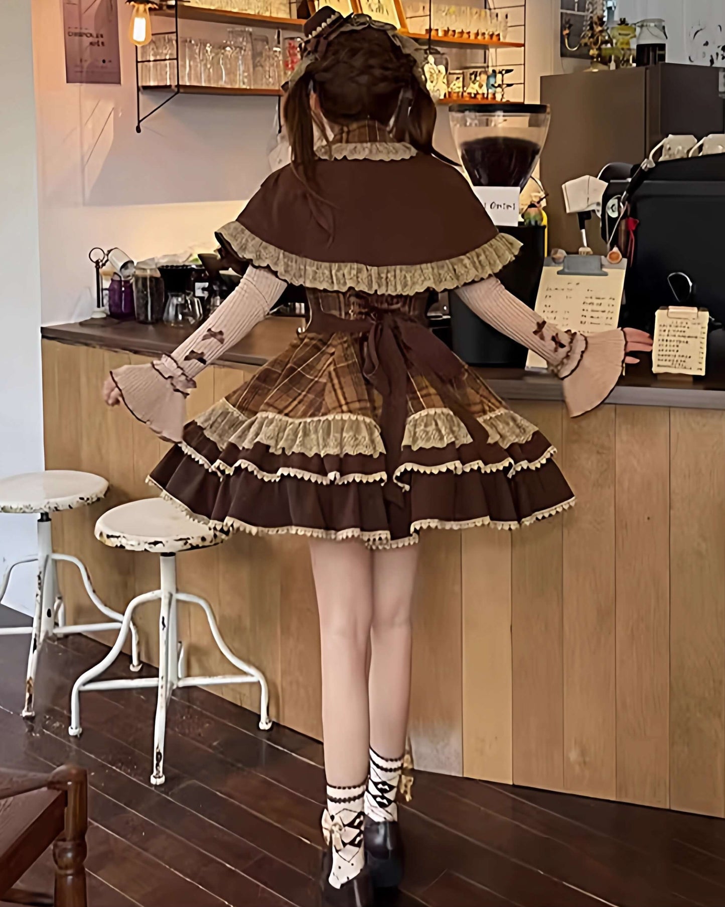 【ケープ・トップス・ジャンパースカートの3点セット】木漏れ日揺れる午後のティータイムセット