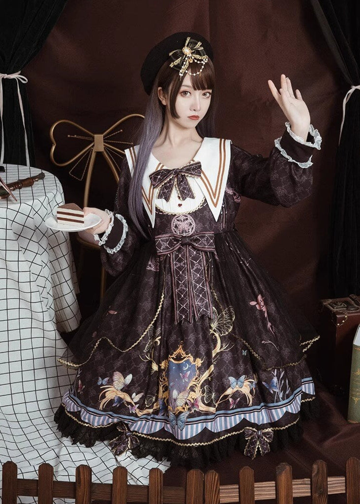 公式】夜空を映す幻想の蝶ワンピース（全2色） - ロリータファッション