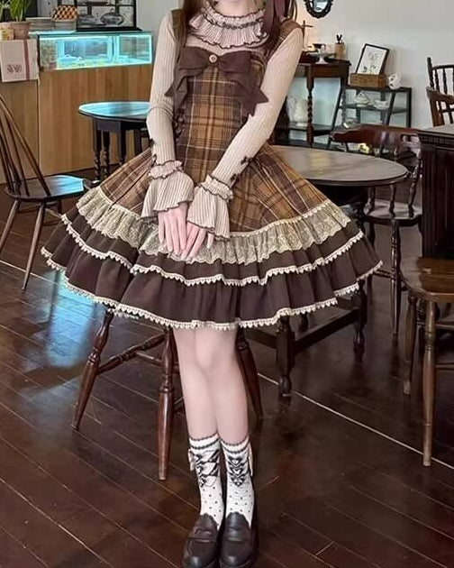 【ケープ・トップス・ジャンパースカートの3点セット】木漏れ日揺れる午後のティータイムセット