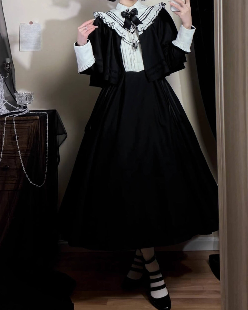 【2点セット】秘密の花園へ誘う漆黒のワンピース