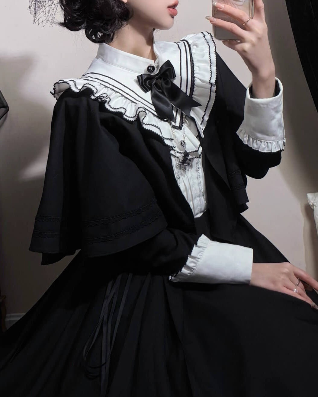 【2点セット】秘密の花園へ誘う漆黒のワンピース