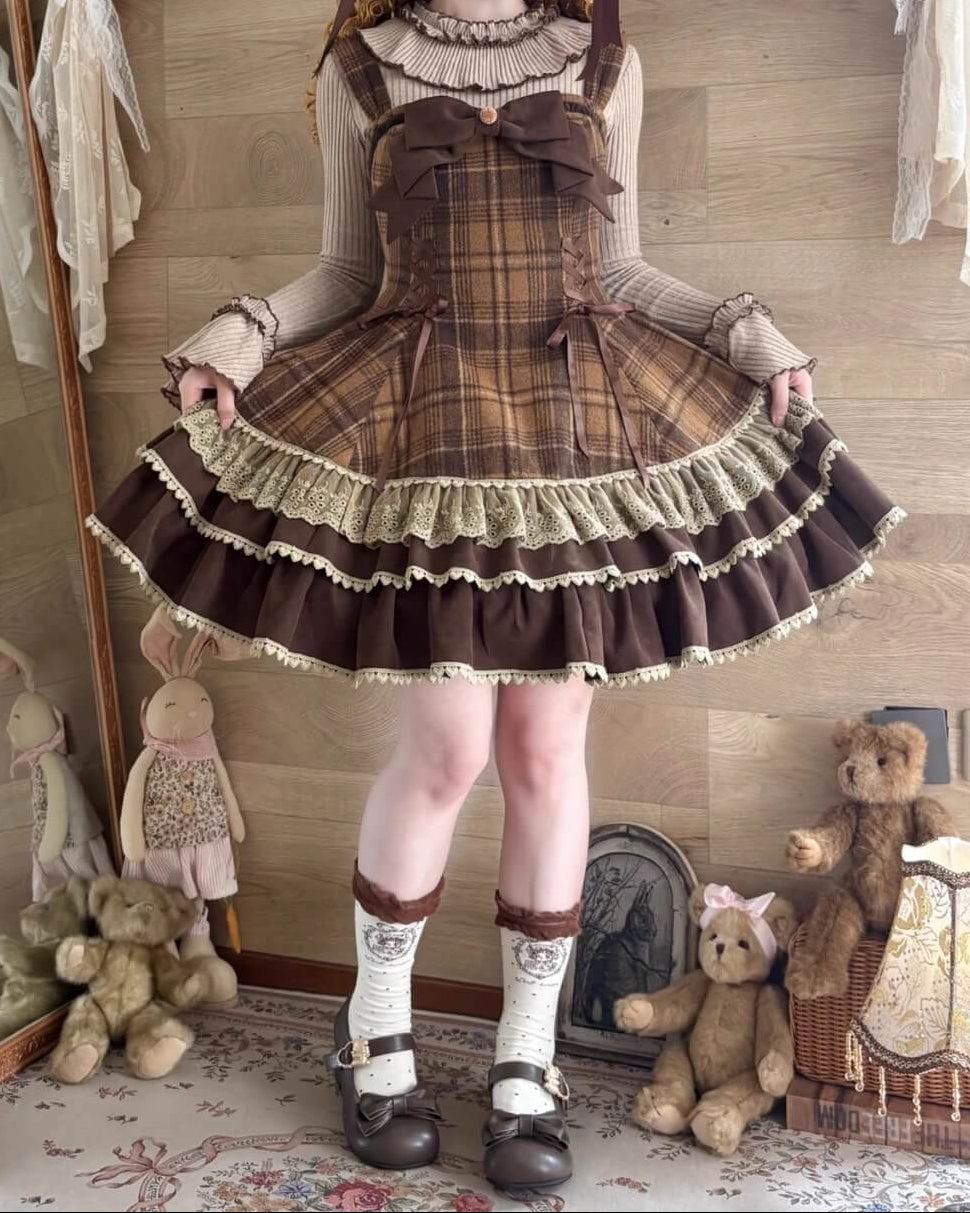 【ケープ・トップス・ジャンパースカートの3点セット】木漏れ日揺れる午後のティータイムセット