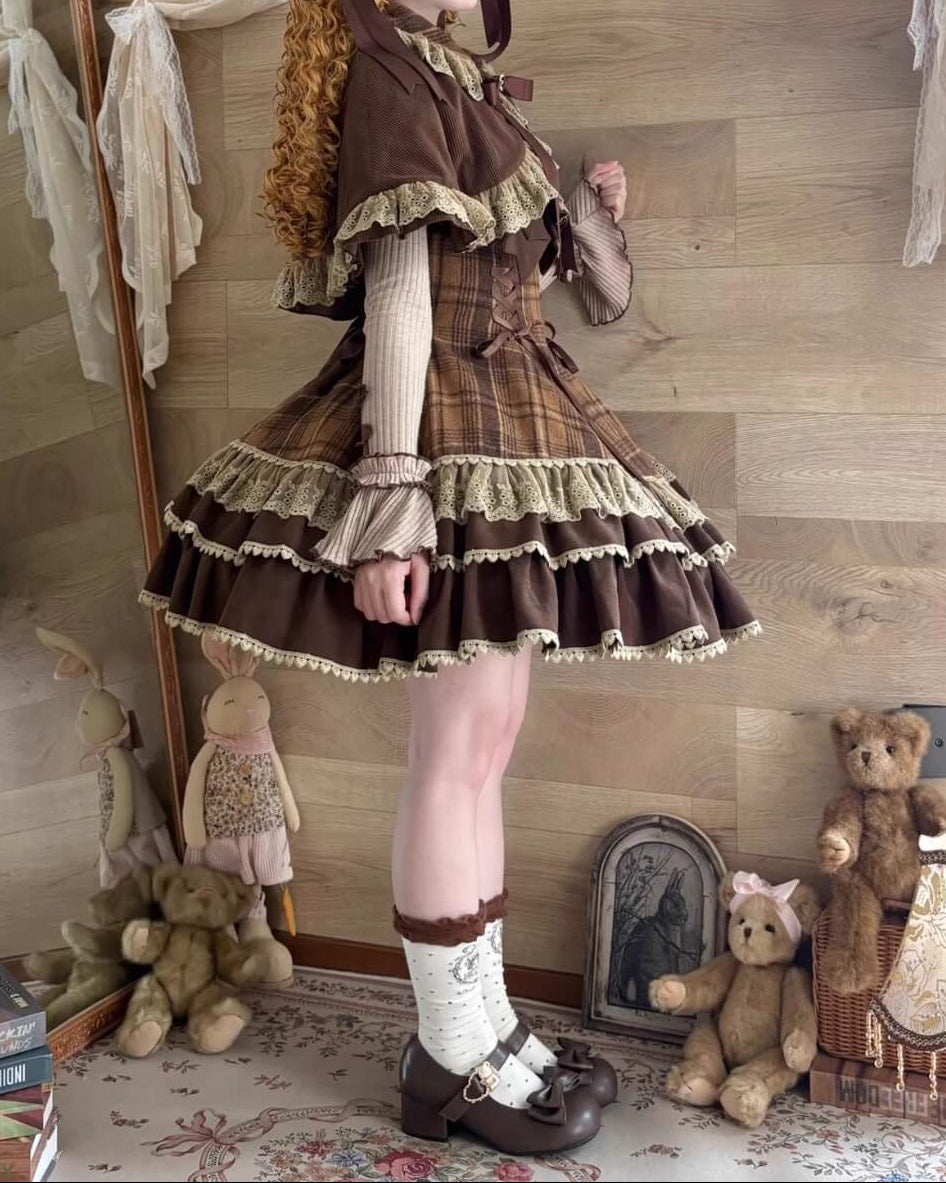 【ケープ・トップス・ジャンパースカートの3点セット】木漏れ日揺れる午後のティータイムセット