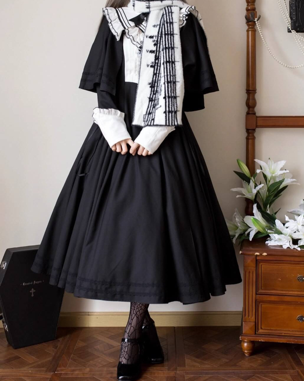 【2点セット】秘密の花園へ誘う漆黒のワンピース