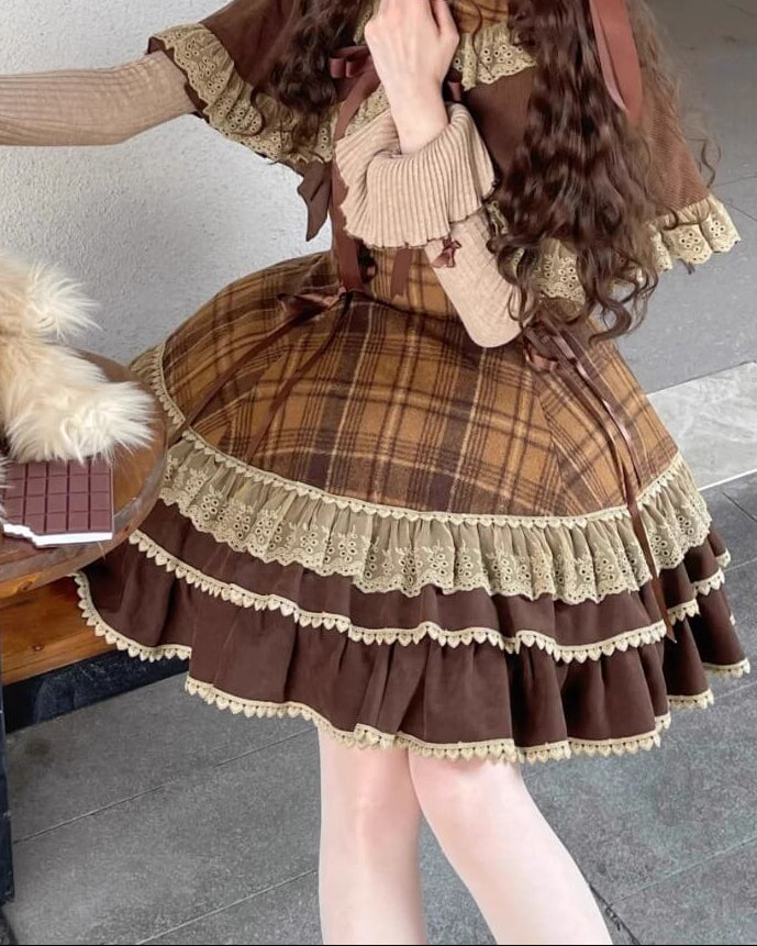 【ケープ・トップス・ジャンパースカートの3点セット】木漏れ日揺れる午後のティータイムセット