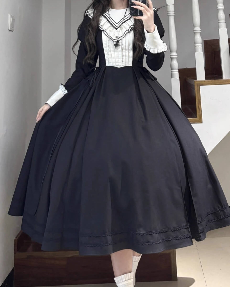 【2点セット】秘密の花園へ誘う漆黒のワンピース