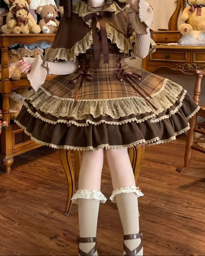 【ケープ・トップス・ジャンパースカートの3点セット】木漏れ日揺れる午後のティータイムセット