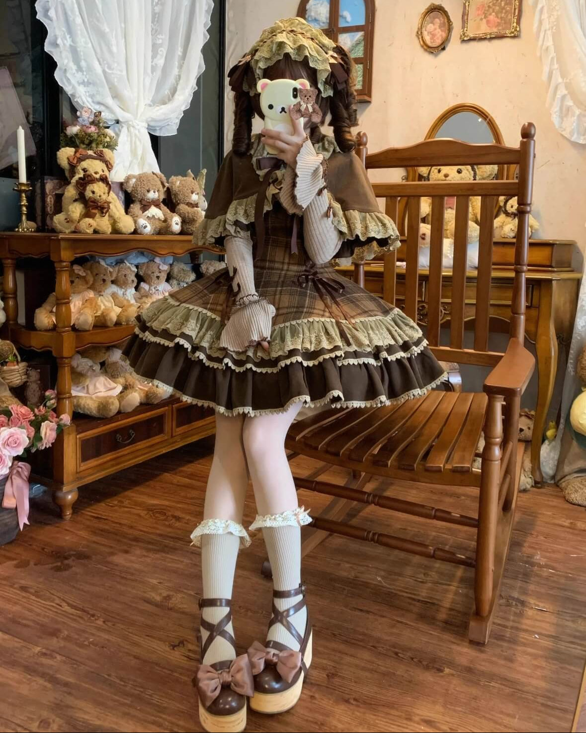 【ケープ・トップス・ジャンパースカートの3点セット】木漏れ日揺れる午後のティータイムセット