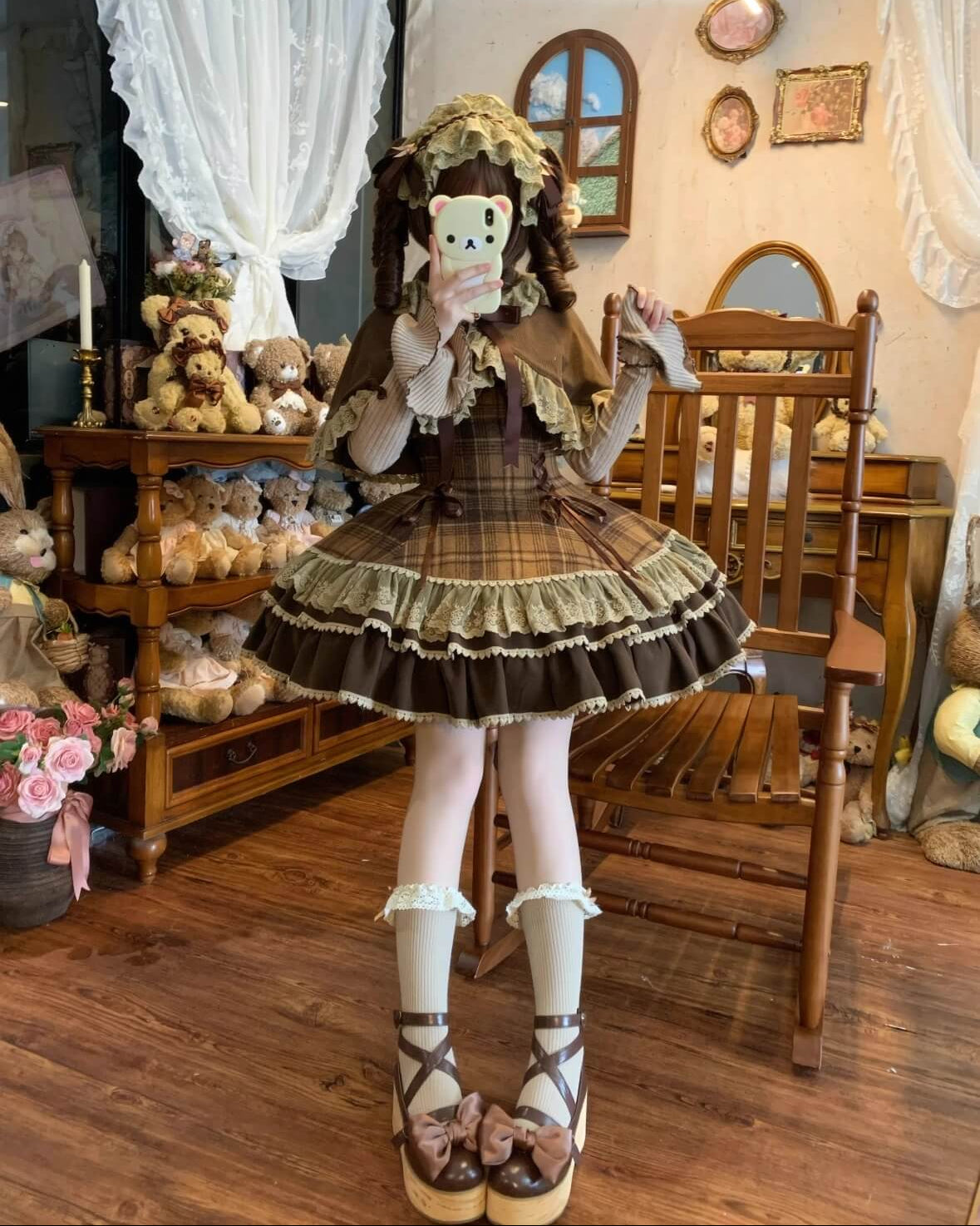 【ケープ・トップス・ジャンパースカートの3点セット】木漏れ日揺れる午後のティータイムセット