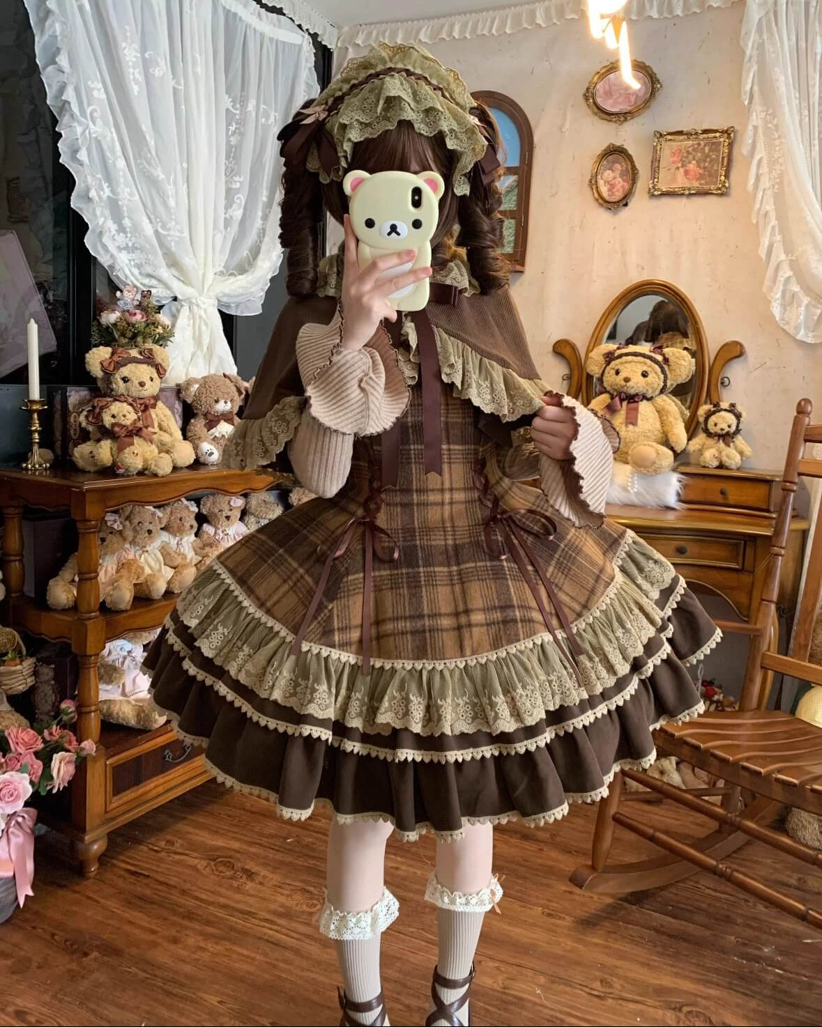 【ケープ・トップス・ジャンパースカートの3点セット】木漏れ日揺れる午後のティータイムセット