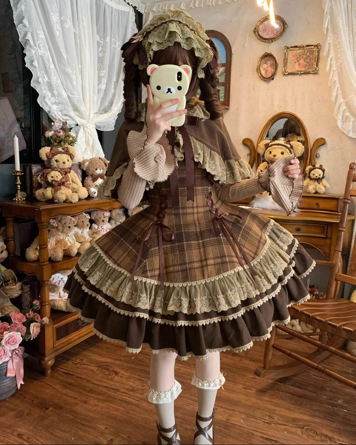 【ケープ・トップス・ジャンパースカートの3点セット】木漏れ日揺れる午後のティータイムセット