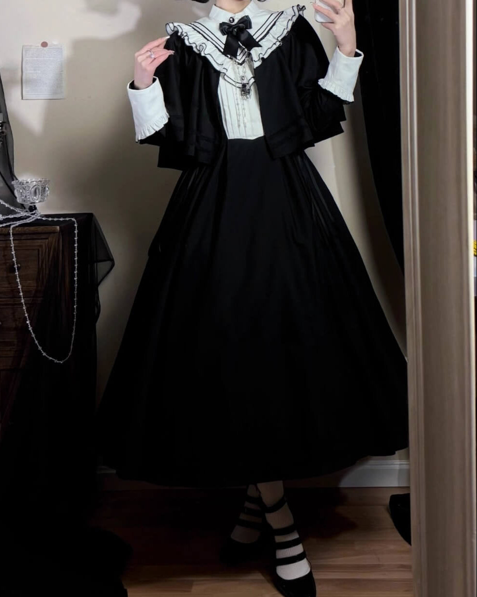 【2点セット】秘密の花園へ誘う漆黒のワンピース