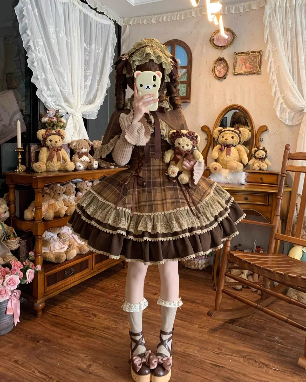 【ケープ・トップス・ジャンパースカートの3点セット】木漏れ日揺れる午後のティータイムセット