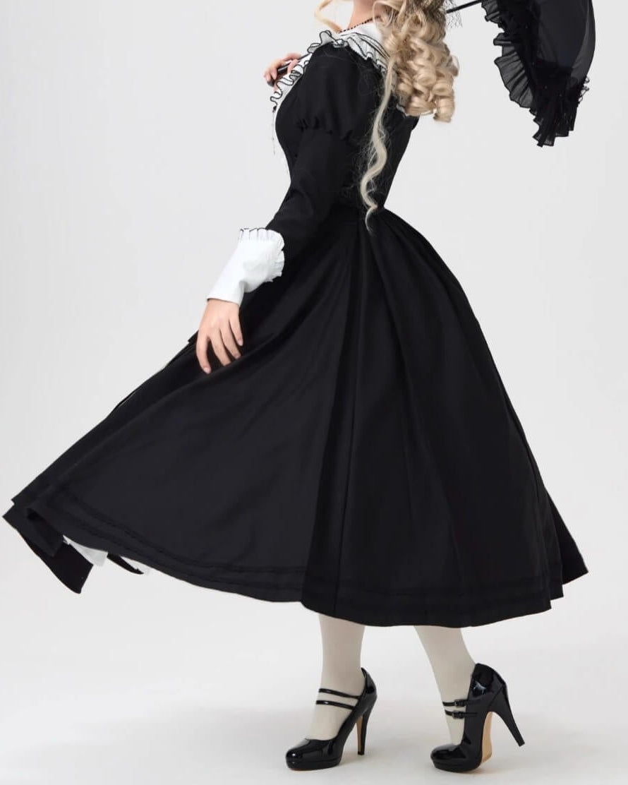 【2点セット】秘密の花園へ誘う漆黒のワンピース