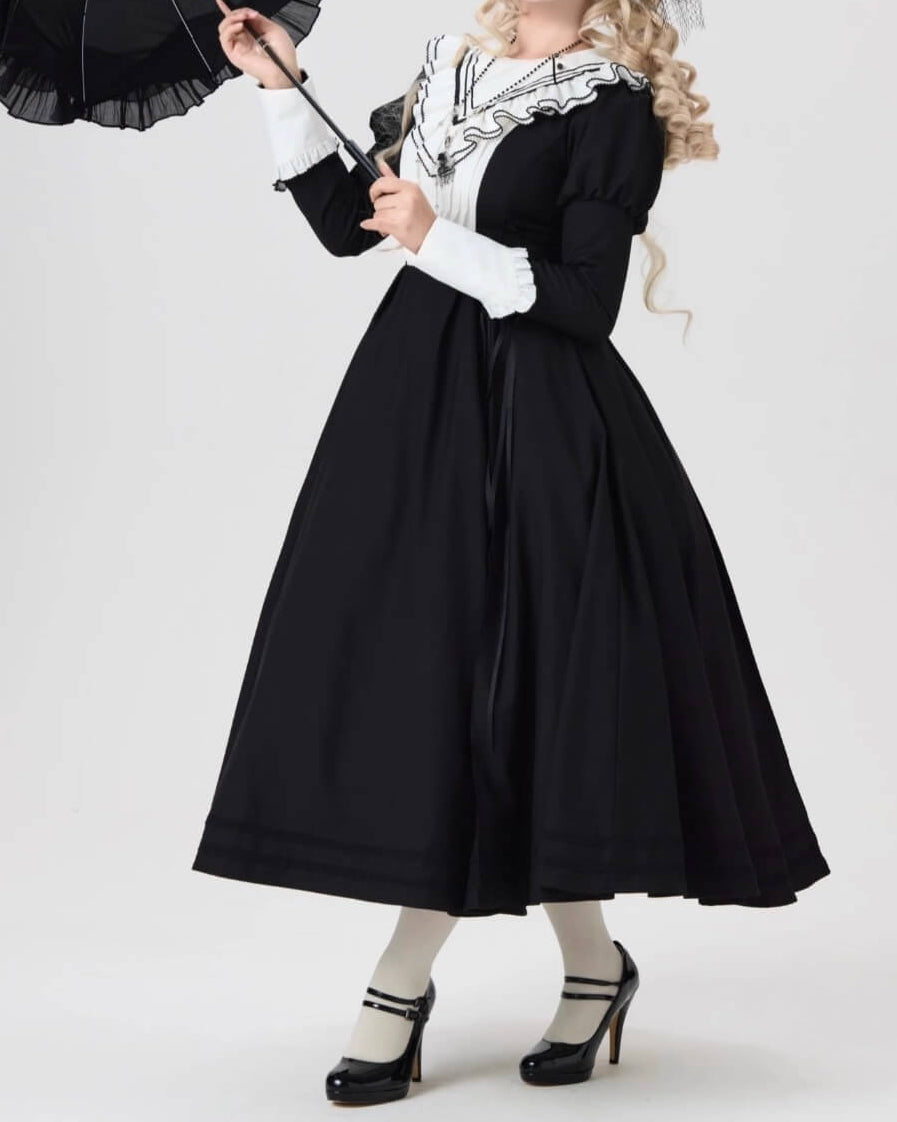 【2点セット】秘密の花園へ誘う漆黒のワンピース