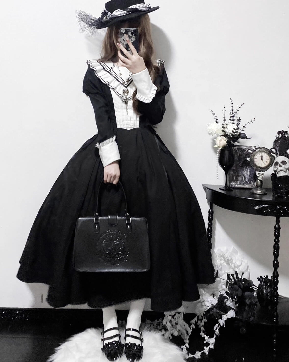 【2点セット】秘密の花園へ誘う漆黒のワンピース